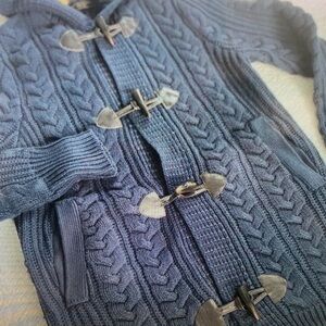 Men's Blue Cable Knit Cardigan